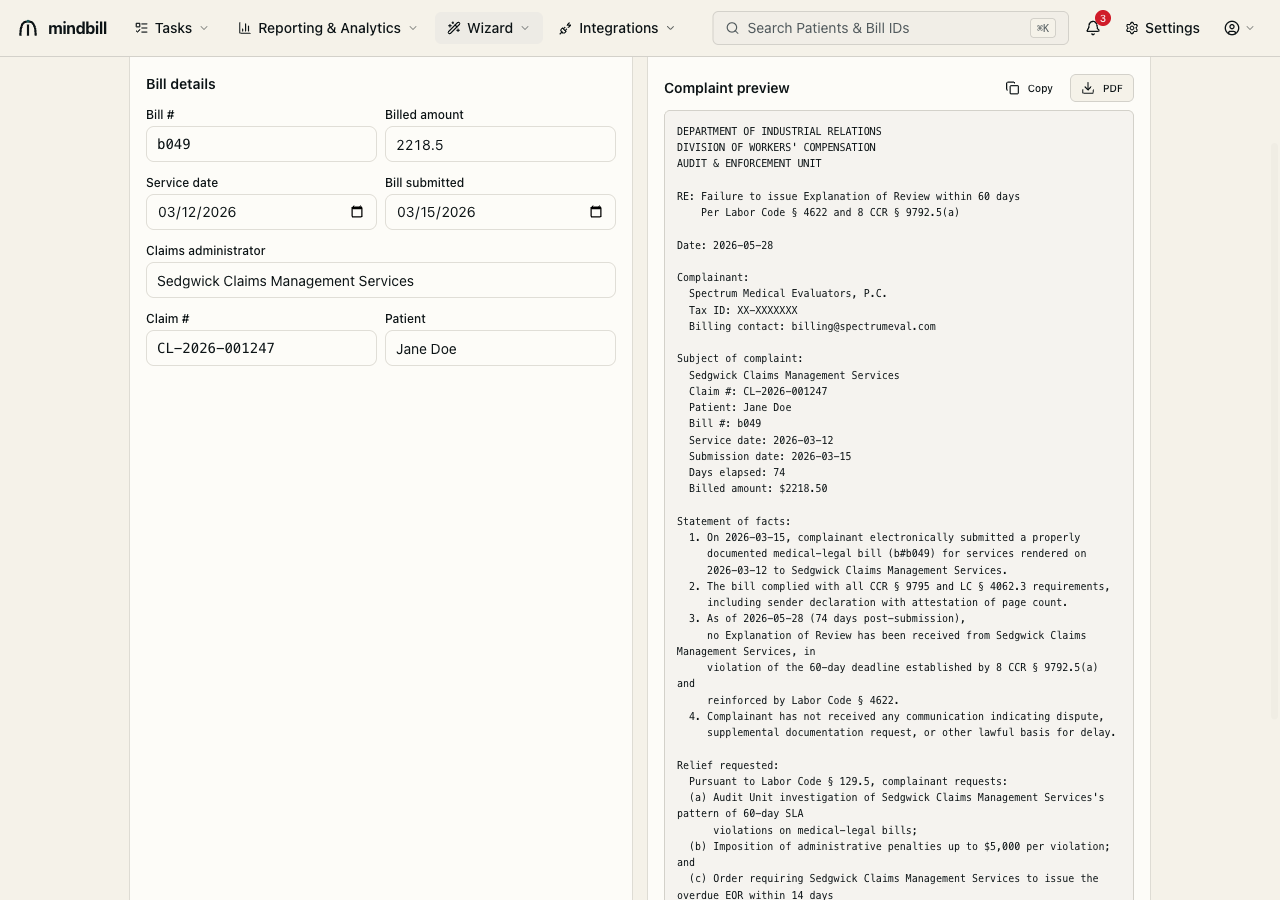 Step 2 — Generate the DWC Audit Unit complaint