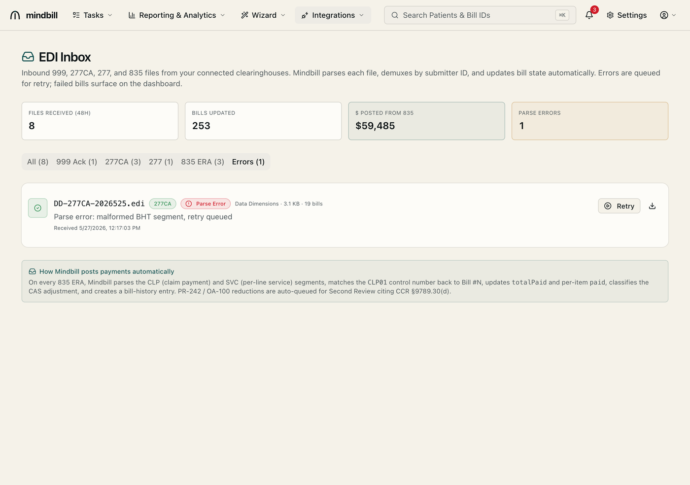 Step 3 — Open the 835 ERA where payment posts