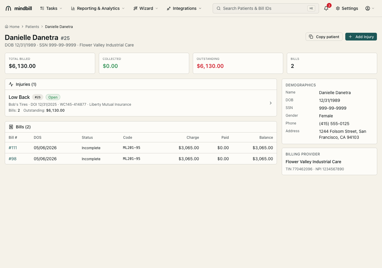 Step 1 — Open the patient record