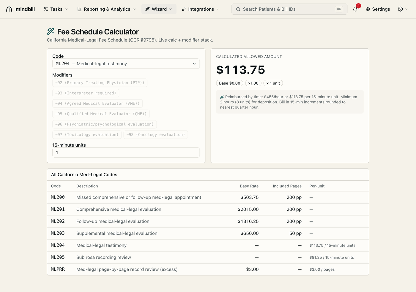 Step 3 — Handle the per-unit codes (testimony & record review)