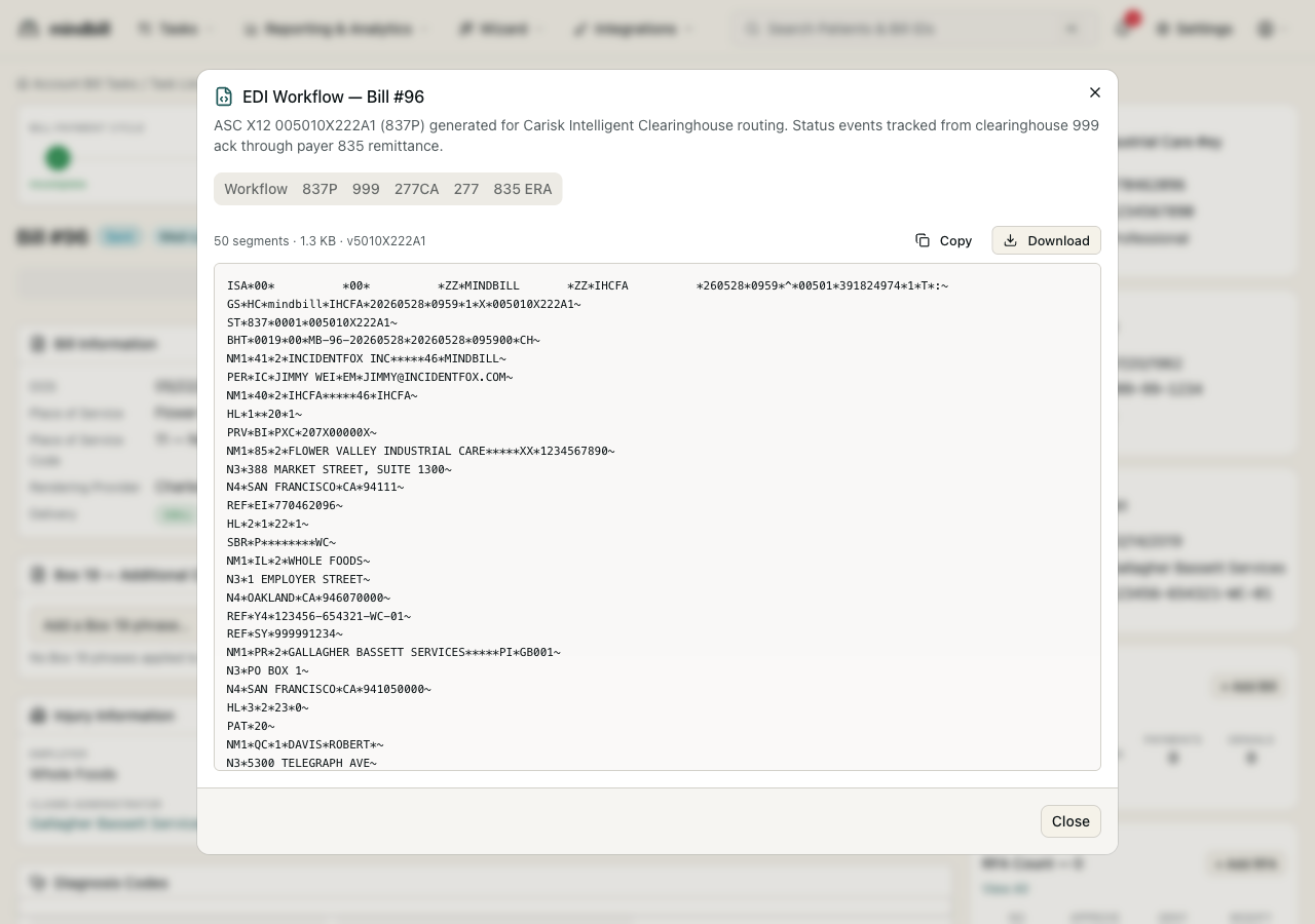 Step 3 — Send: the 837P is generated and routed